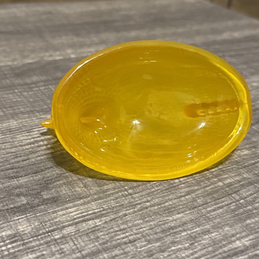 Yellow Satin Glass Hen on Nest Covered Dish 5" Chicken Beaded Rim Import - Picture 9 of 9
